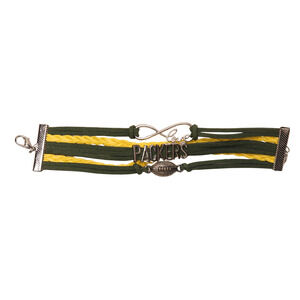 Love Green Bay Packers Football Green/Yellow Adjustable Bracelet - 8" Inches
